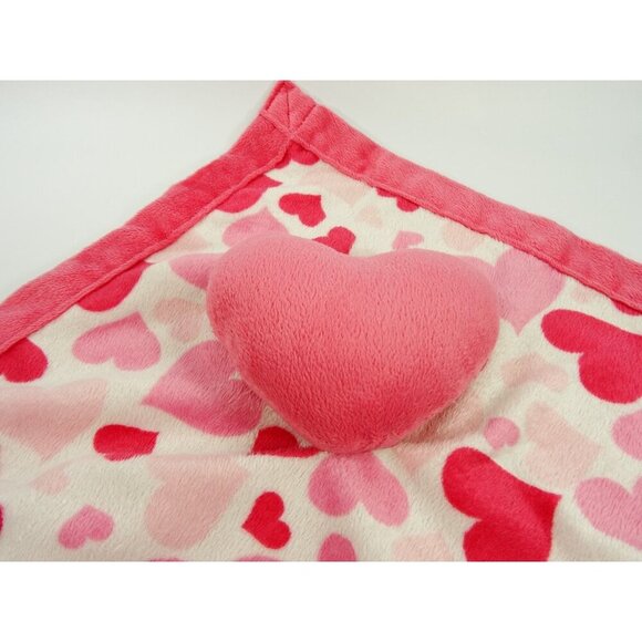 Jesse & Lulu Heart Lovey Pink White Baby Security Blanket 14in x 14in - Picture 4 of 7